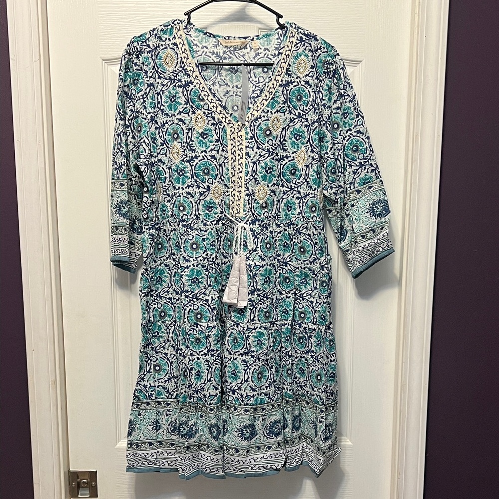 Soft Surroundings Blue and White Patterned Dress